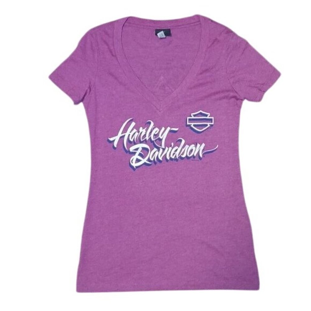 Harley-Davidson Purple V-Neck T-shirt - Picture 2 of 6